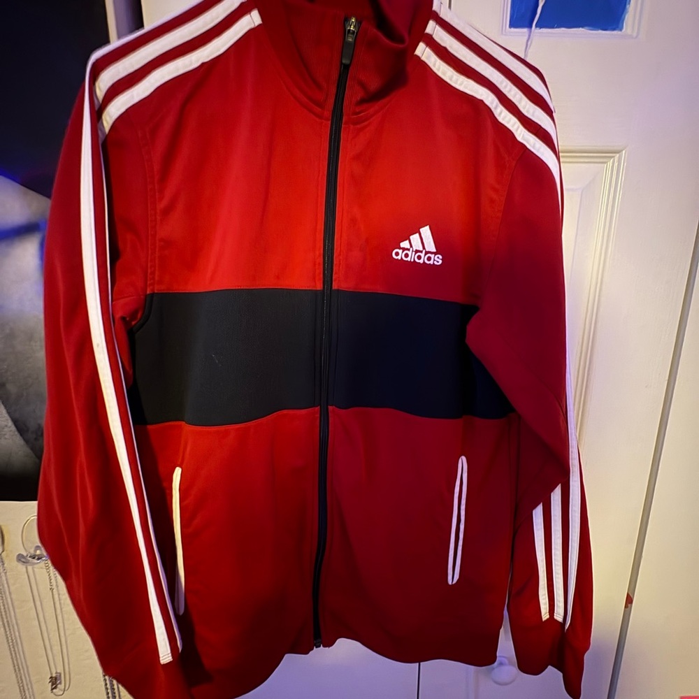 Adidas Men's Red and Black Windbreaker